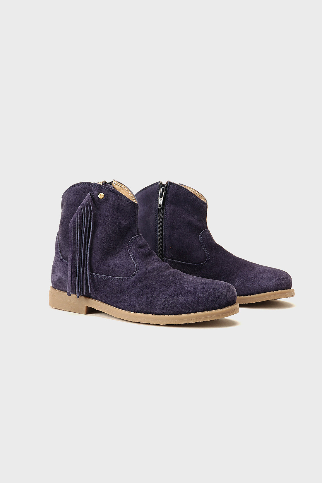 Girls Navy Blue Leather Boots Sleek Winter Wear | One Friday