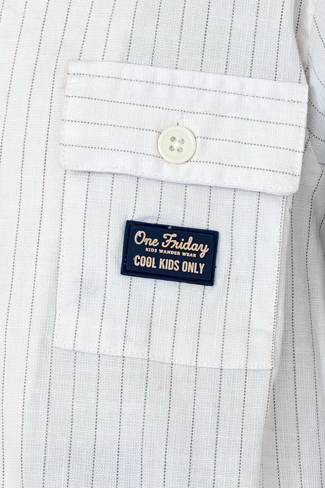 Boys Off White Striped Summer Overshirt