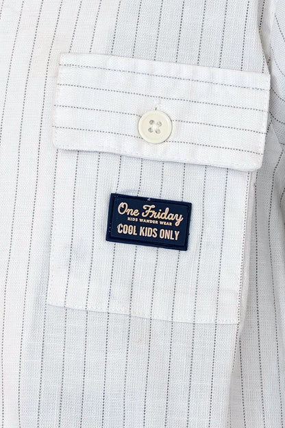 Boys Off White Striped Summer Overshirt
