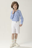 One Friday Kids Boys Off White Cotton Embroidered Shorts With Pockets