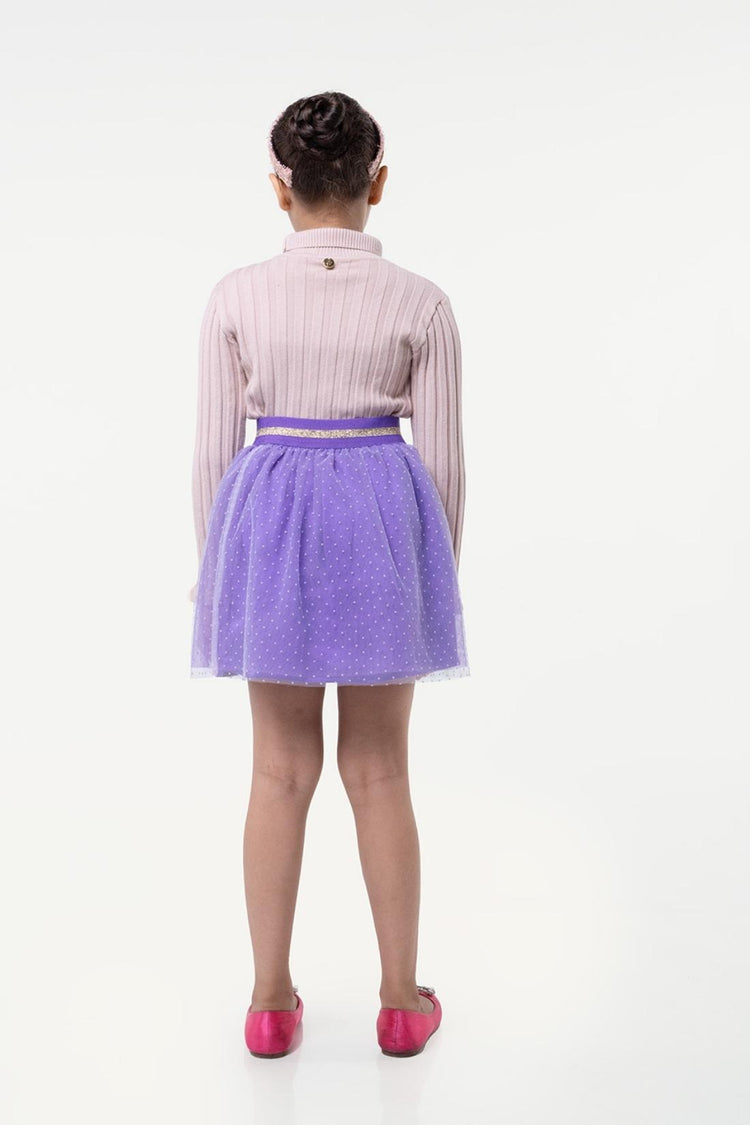Kids Girls Lilac Mesh Fabric Skirt