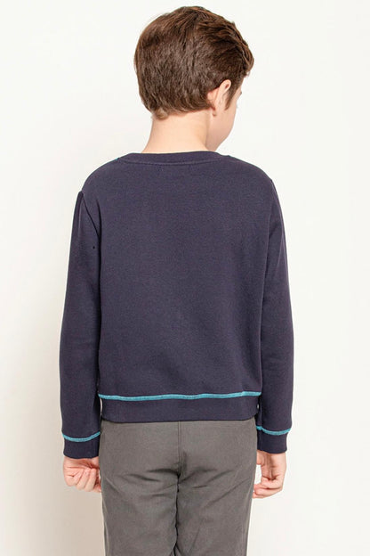 Boys Navy Blue Alien Printed Sweatshirt