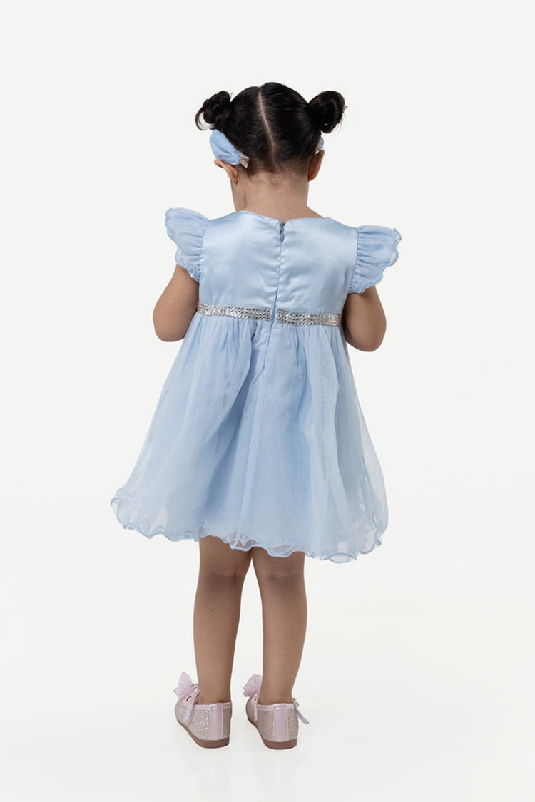 Baby Girls Blue Round Neck Dress