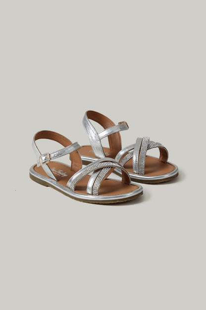One Friday Girls Silver Solid Sandal