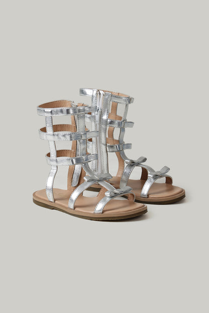 Girls Silver Solid Sandal