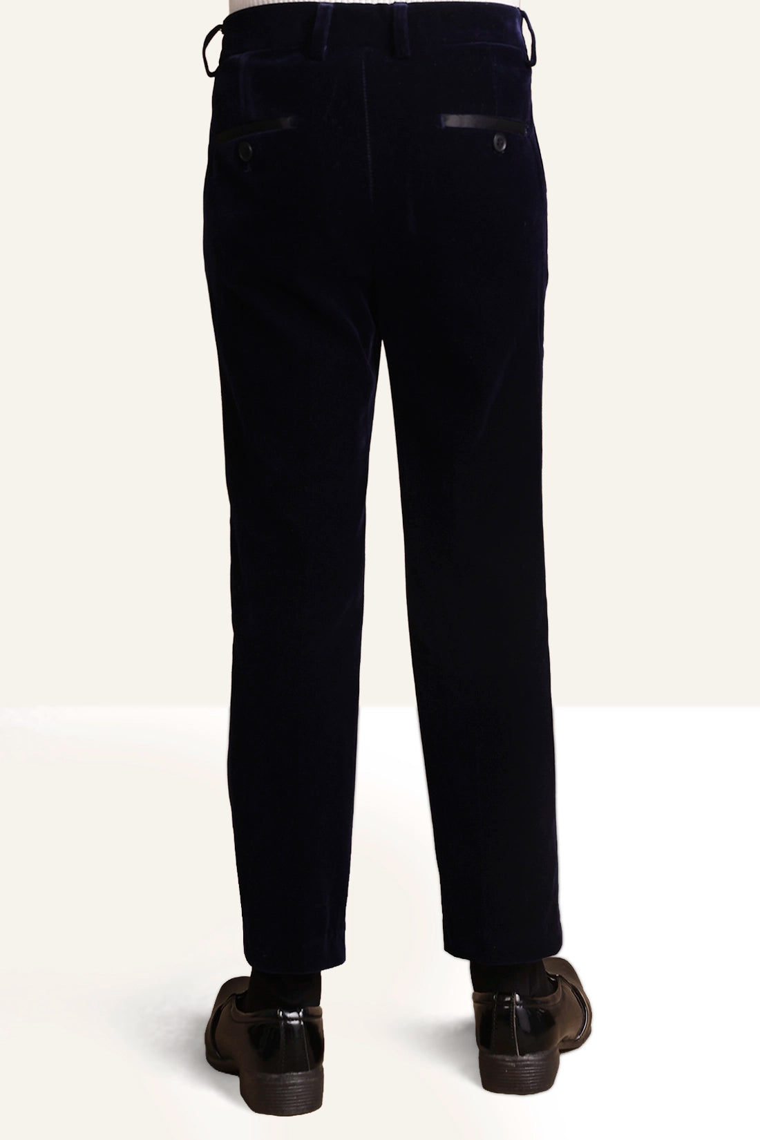 Boys Navy Blue Velvet 2 Piece Suit Set