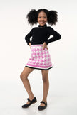 One Friday Kids Girls Pink Abstract Knitted Skirt