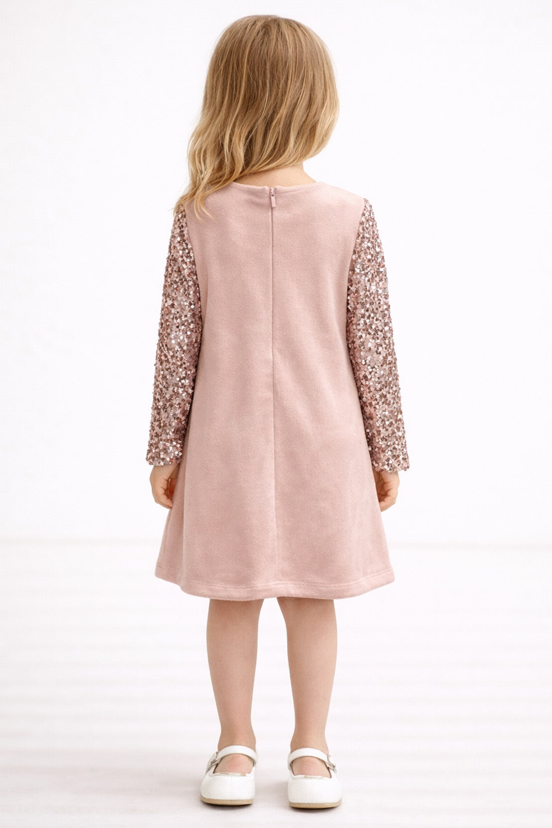 Girls Pink Solid Day Dress