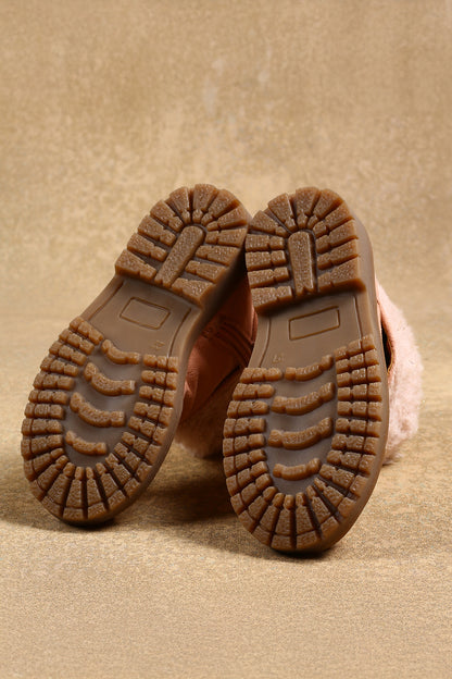 Girls Pink Solid Boots