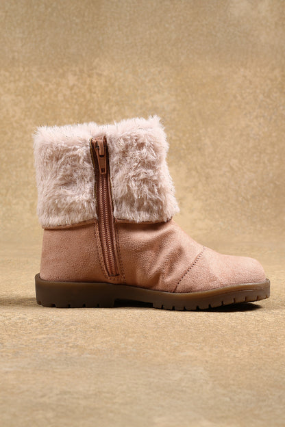 Girls Pink Solid Boots
