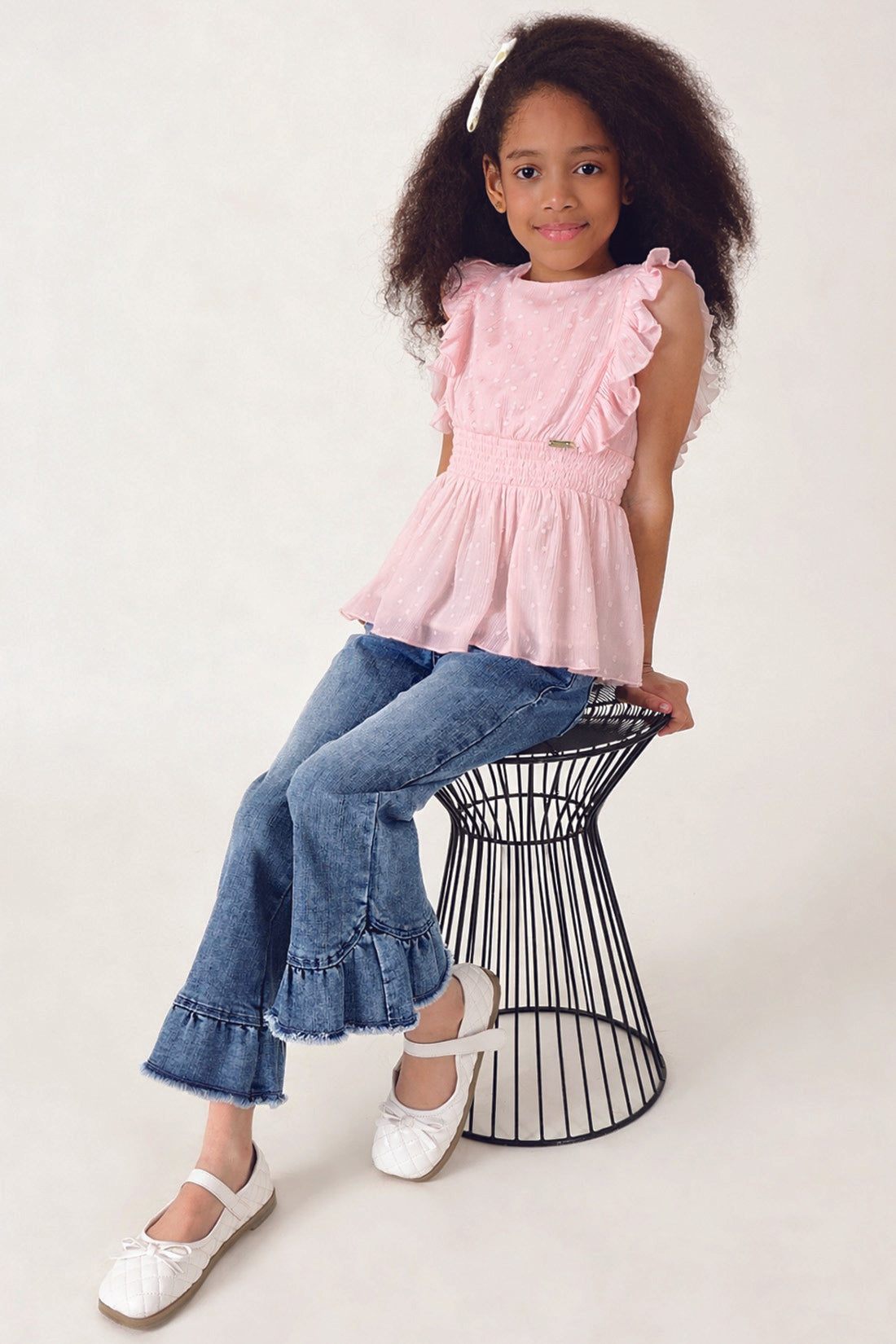 Girls Pink Solid Casual Top