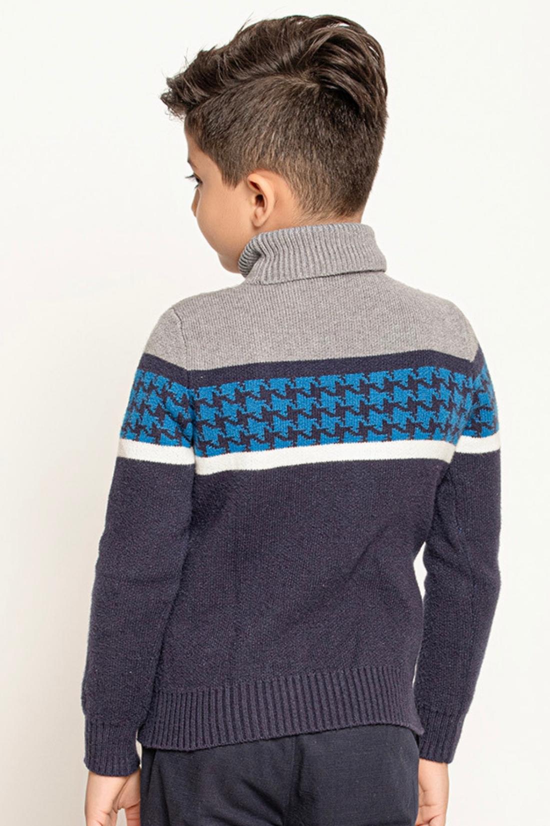 Boys Navy Blue Abstract Sweater