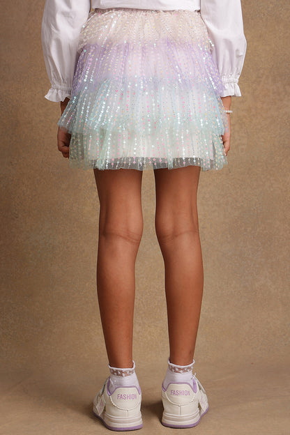 One Friday Kids Girls Multi Sequins Skirt