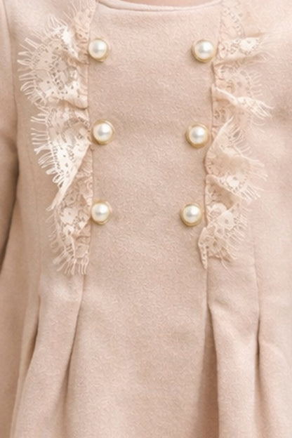 Girls Peach Solid Summer Dress