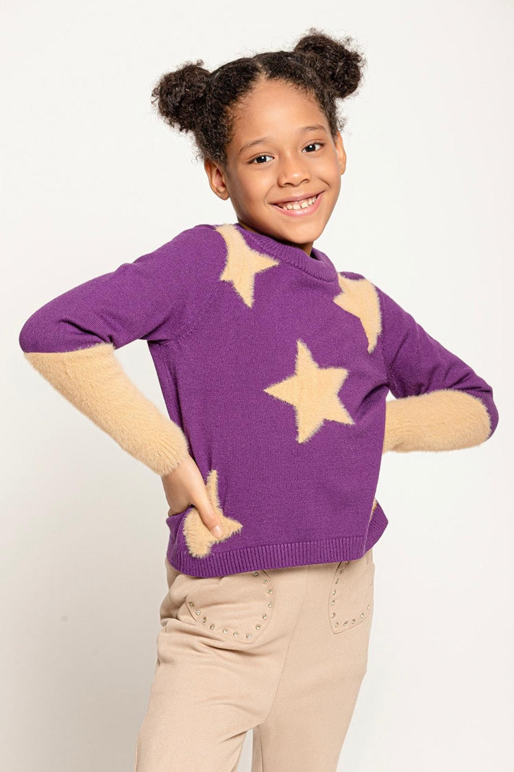 Purple Star Print Sweater