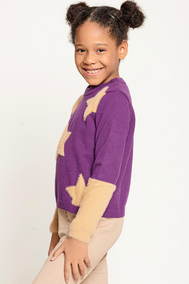Purple Star Print Sweater