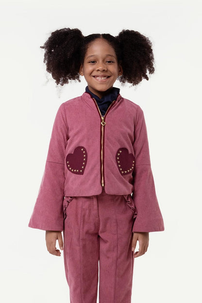 Girls Pink Polyester Jacket