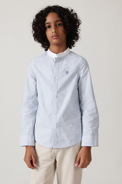 Boys Blue Regular Fit Full Sleeve Stripes Shirt by One Friday