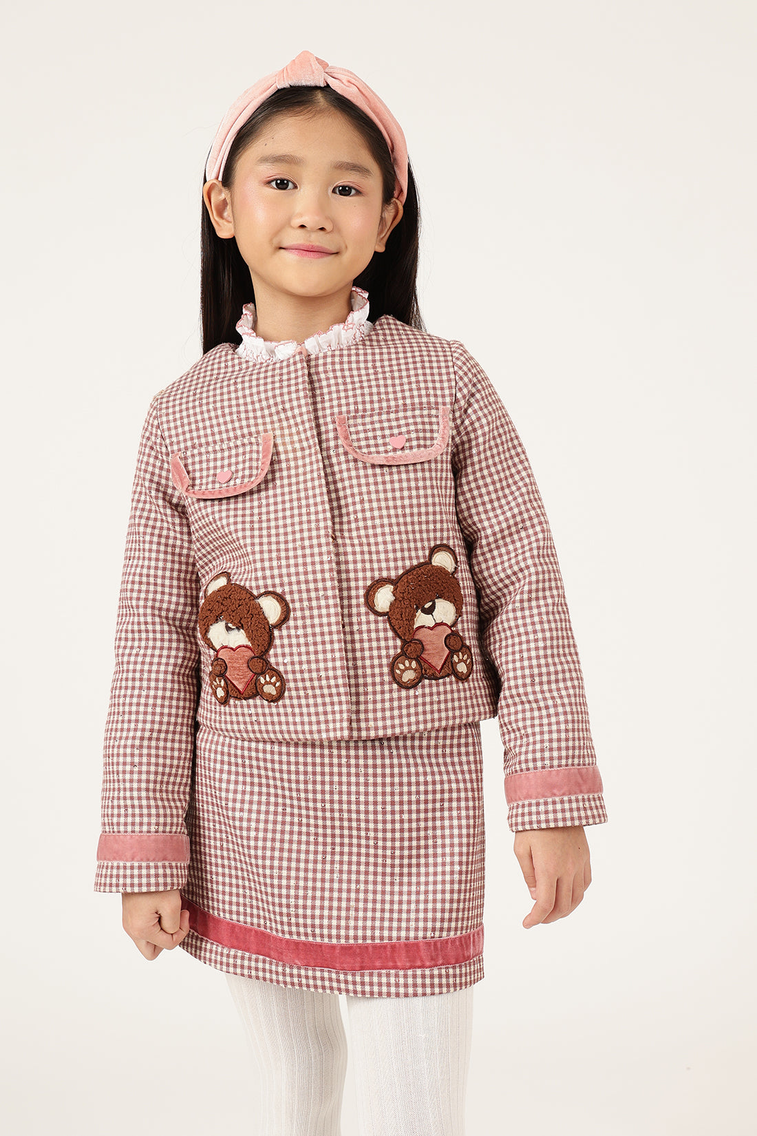 Girls Multicolour Checked Zip Jacket