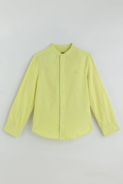 Boys Yellow Full Sleeve Solid Shirt by One Friday