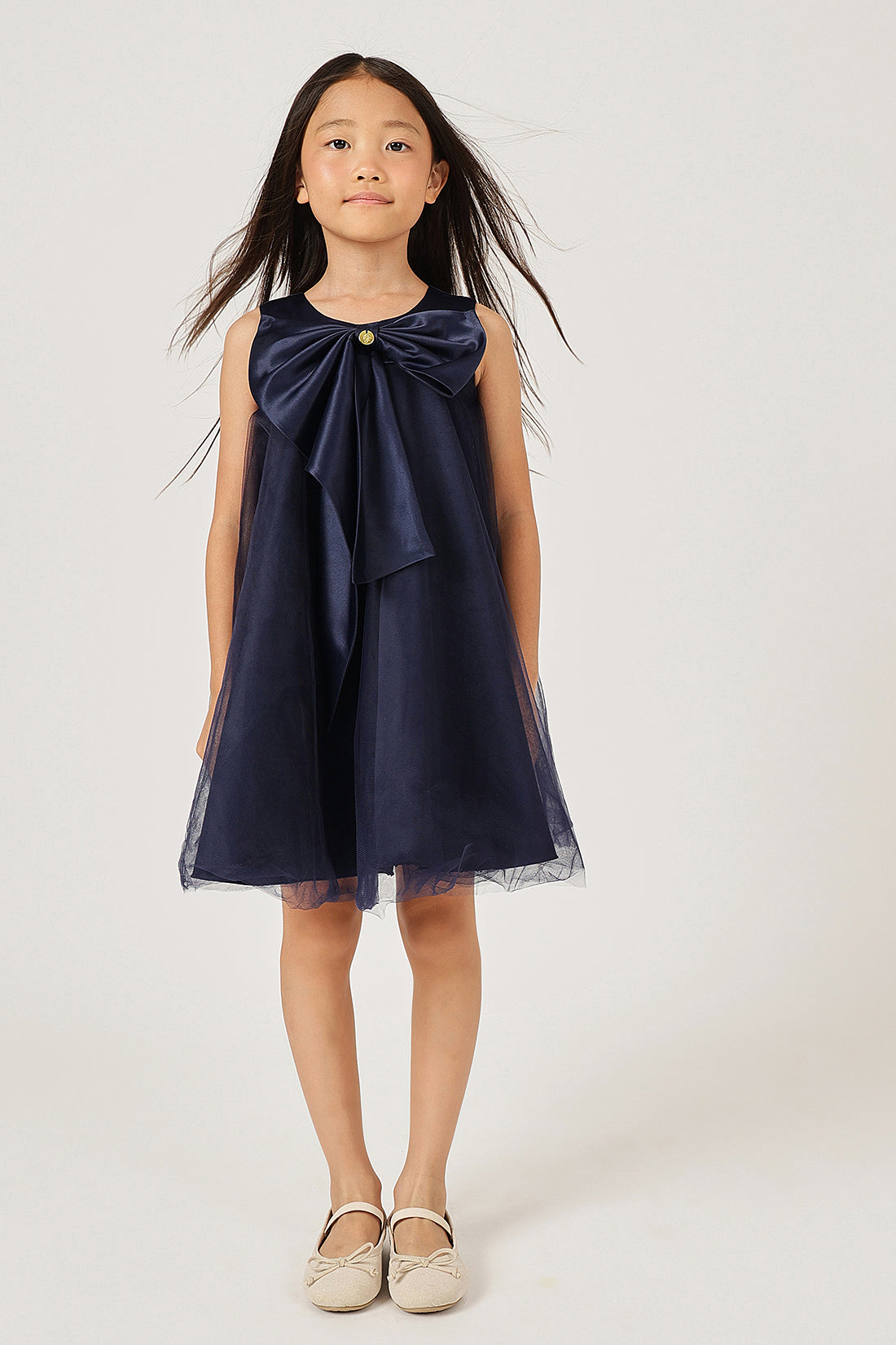 Girls Navy Blue Sleeveless Dress