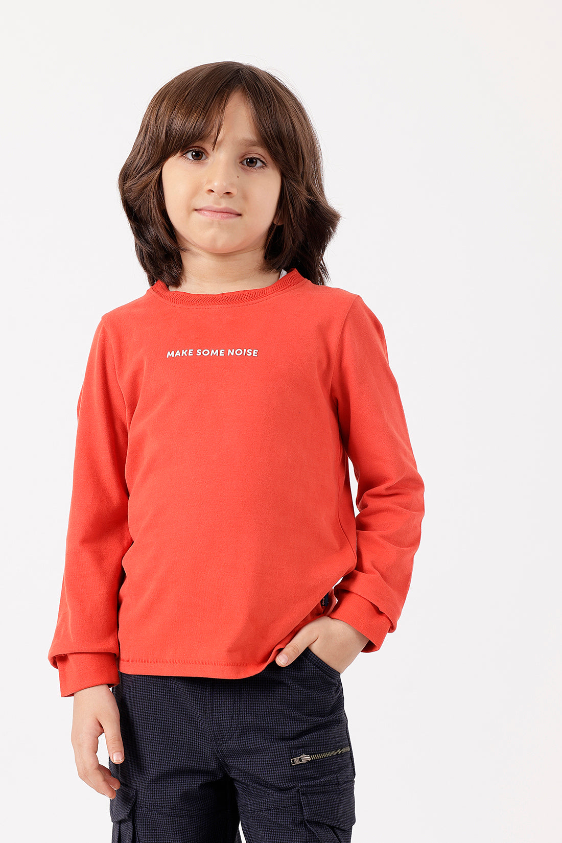 One Friday Boys Orange Solid T-Shirt