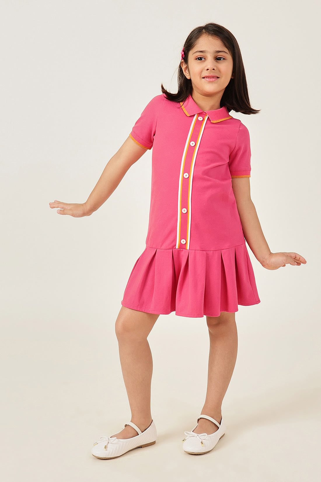 Girls Pink Sleeveless Knit Shirt Dress
