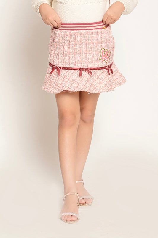 OneFriday Varsity Chic Pink Mini Skirt for Girls