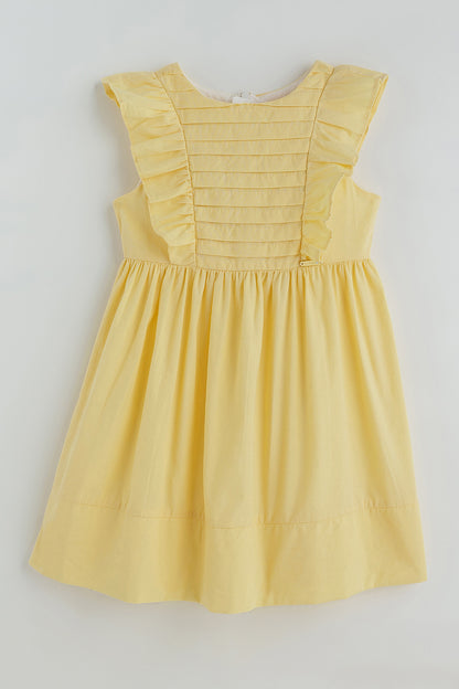 One Friday Girls Yellow Solid Dress