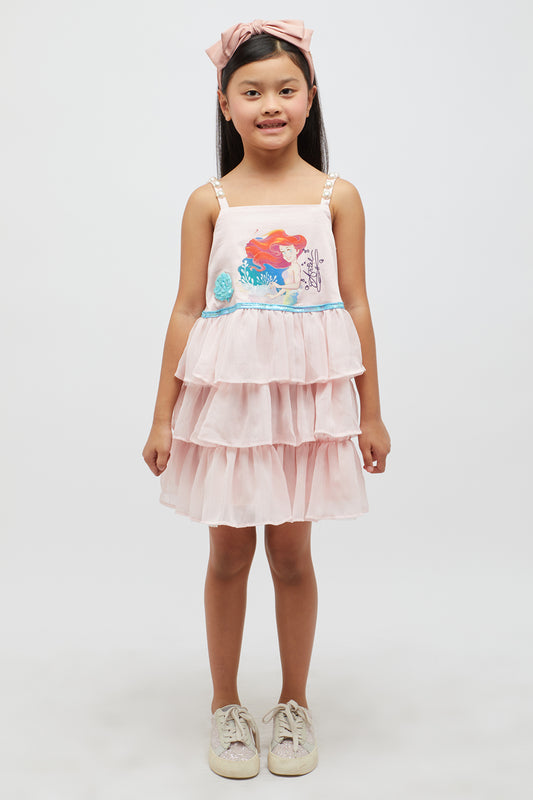 Kids Girls Pink Mermaid Printed Dress