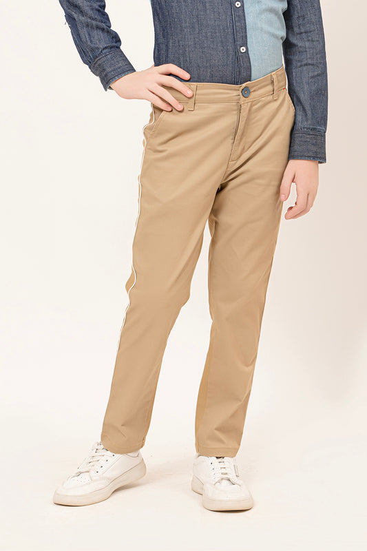 OneFriday Varsity Chic Beige Comfort-fit Pants for Boys