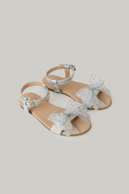 Girls Silver Open Toe Sandals