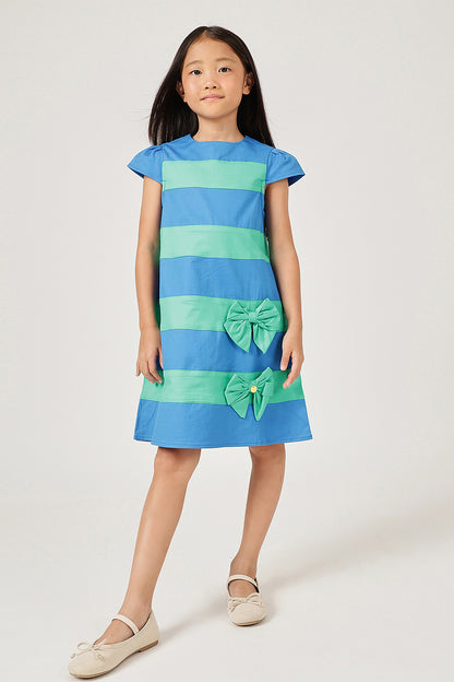Girl’s Blue Striped Woven Dress