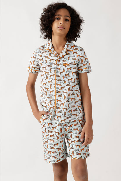 Boys Multi-Colored Half Sleeve Printed Co-Ord Set by One Friday