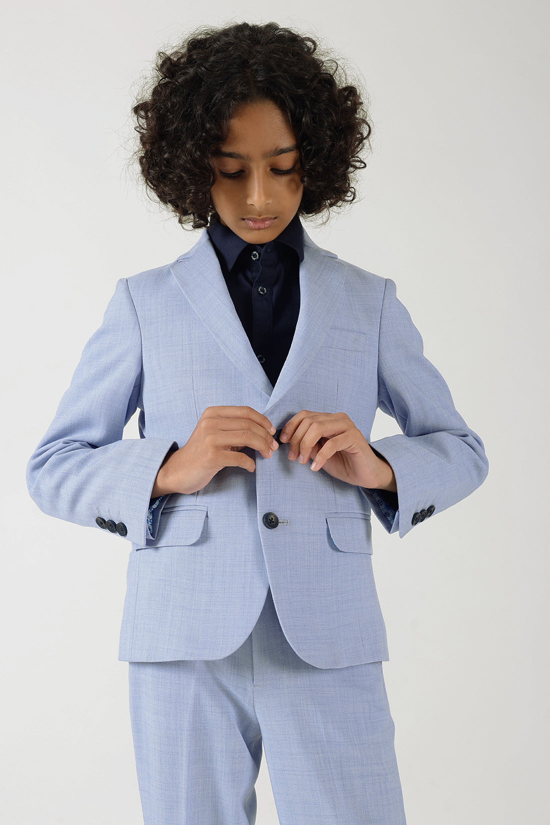 Boys Blue Regular Fit Blazer & Pants Two-Piece Suit Set by One Friday