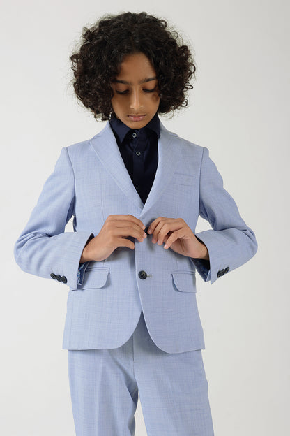 Boys Blue Regular Fit Blazer & Pants Two-Piece Suit Set by One Friday