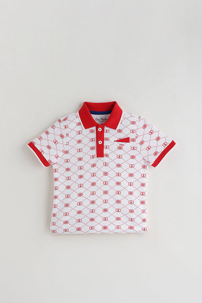 Kids Boys Red Regular Short Sleeve Printed T-Shirt by One Friday