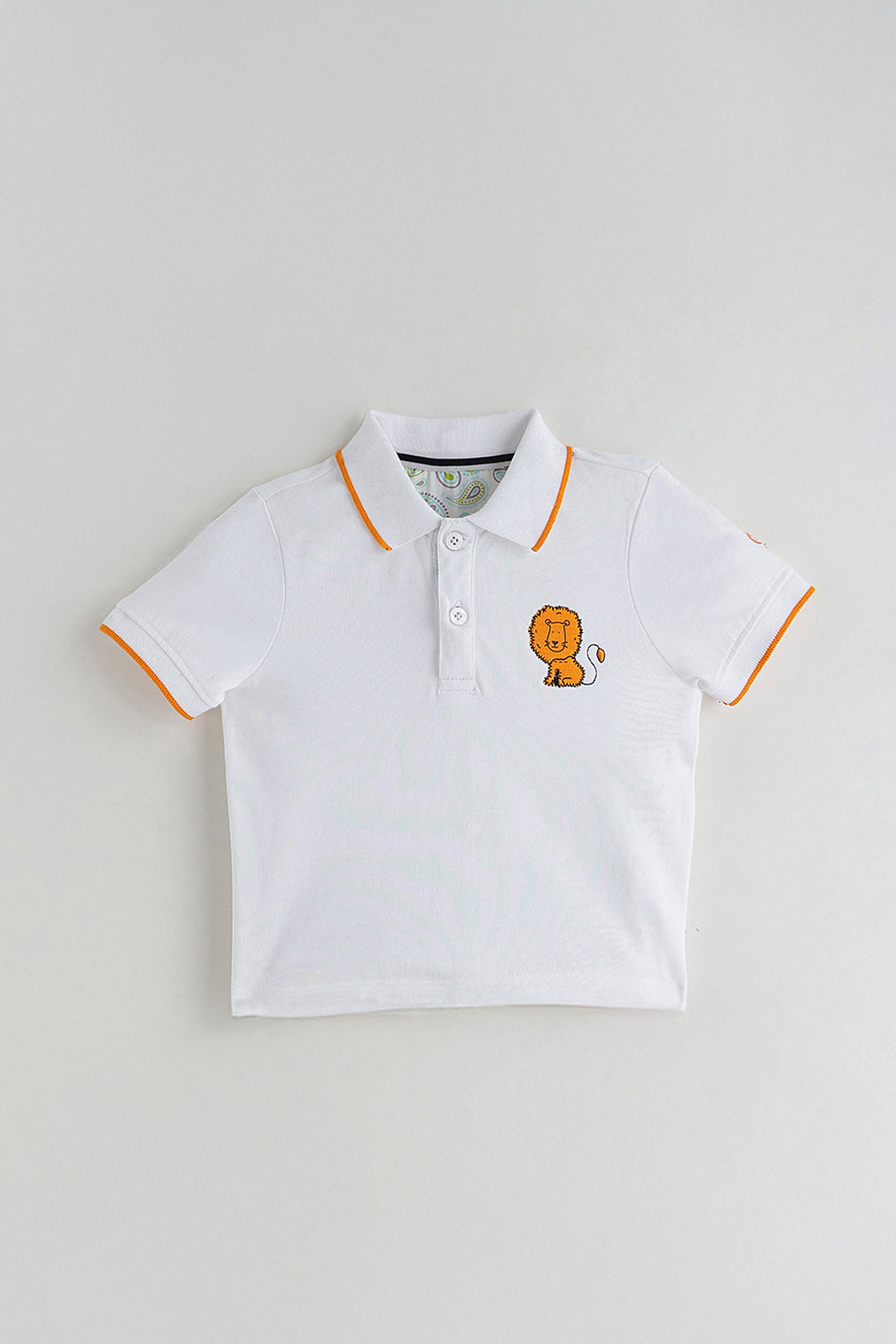 Baby Boys White Polo Neck Cotton T-Shirt
