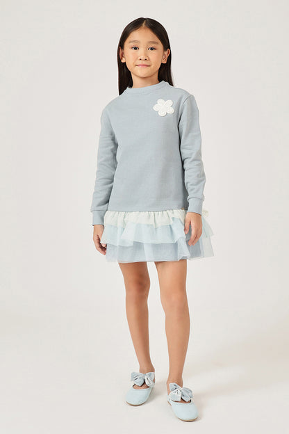 Girls Solid Cotton Knit Full Sleeve Dress