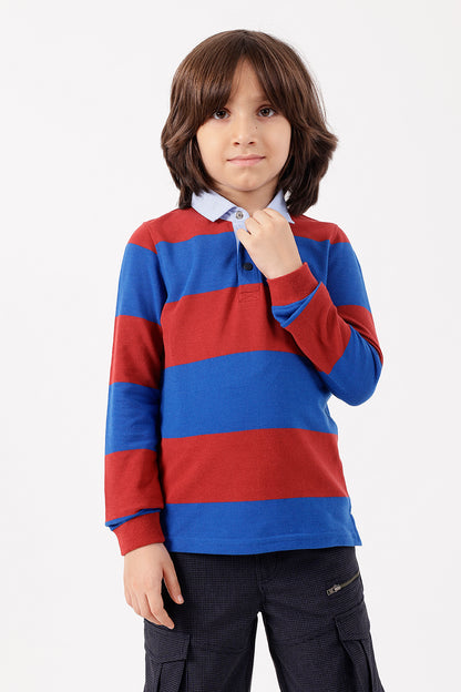 Boys Multi Striped Polo Full Sleeve T-Shirt | One Friday