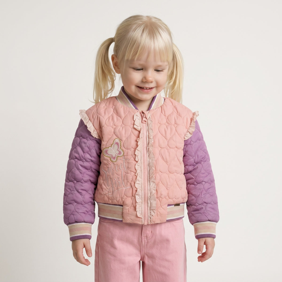 Girls Peach Heart Shape Jacket