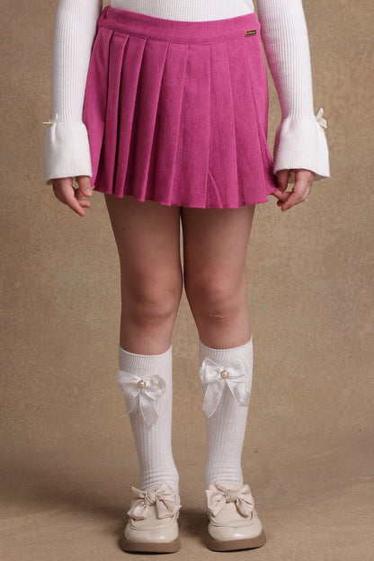 Girls Pink Pleated Skorts
