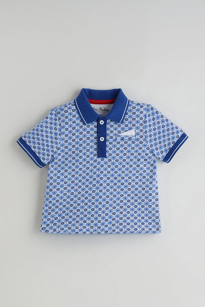 Kids Boys Blue Regular Short Sleeve Printed T-Shirt by One Friday