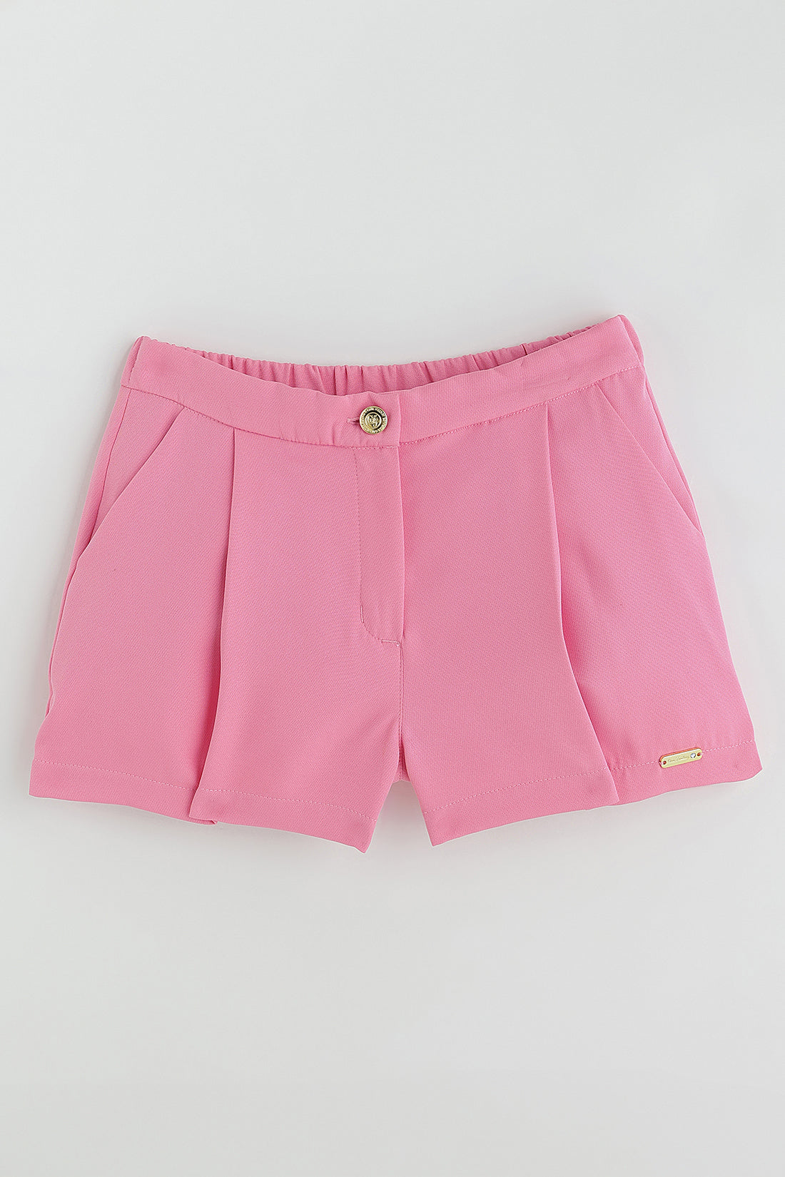 Girls Pink Regular Fit Solid Shorts by One Friday