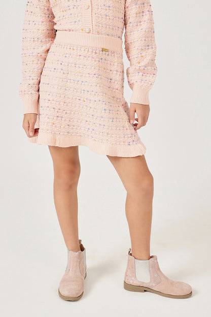 Girls Peach Acrylic Blend Winter Skirt