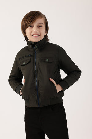 One Friday Boys Olive Cotton Jacket