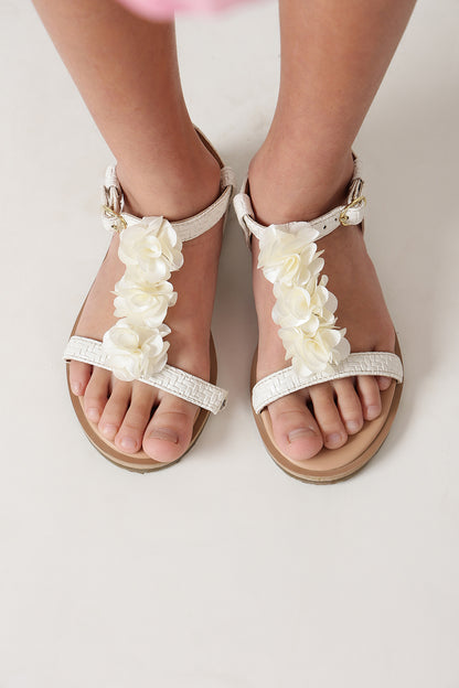 One Friday Girls Off White Solid Sandal
