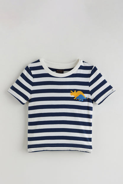 Kids Boys Blue Regular Half Sleeve Printed T-Shirt By One Friday