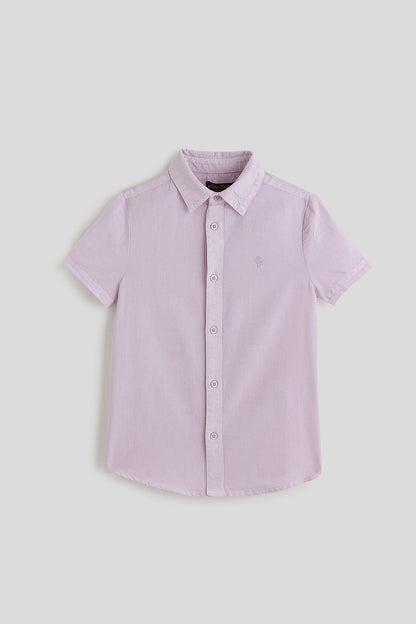 Boys Lilac Full Sleeve Solid Shirt by One Friday