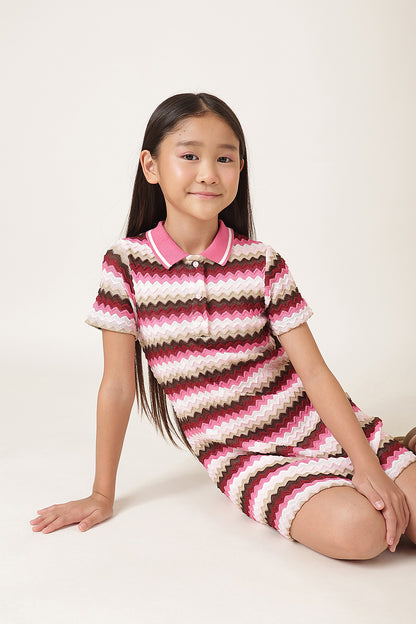 Girls Multi Abstract Jacquard Shirt Dress